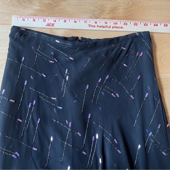 VANESSA BRUNO 100% SILK MIDI SKIRT ARTSY MIXED METALS ROMANTIC WHIMSYGOTH WITCHY - Picture 8 of 11